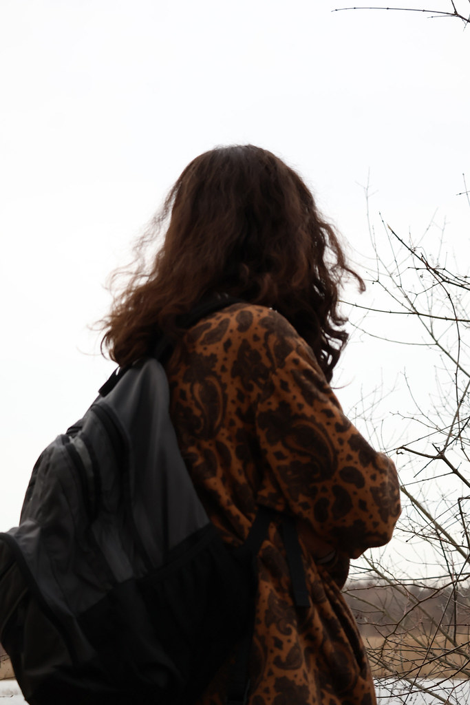 Out of focus person looking up